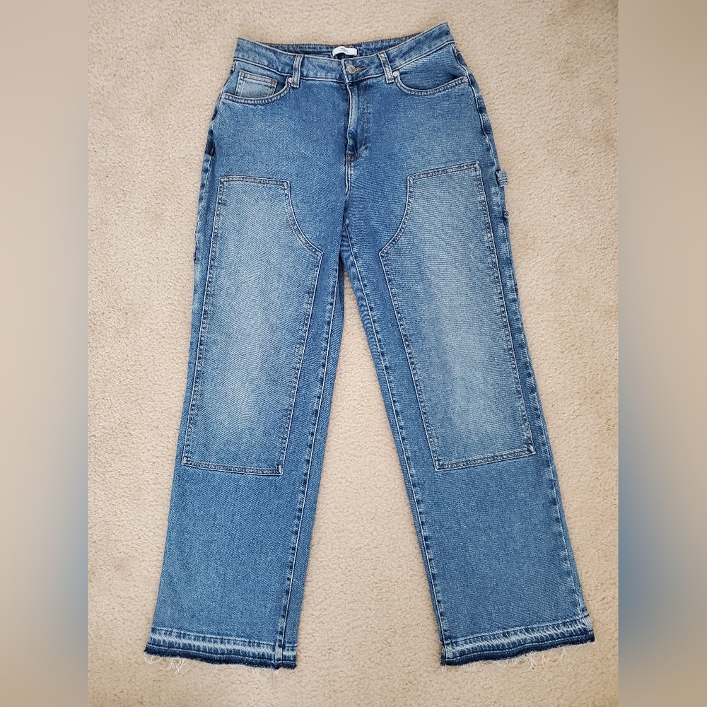 Forever 21 Wide Leg High Waist Cotton Denim Blue Stretch Jeans Women's 29